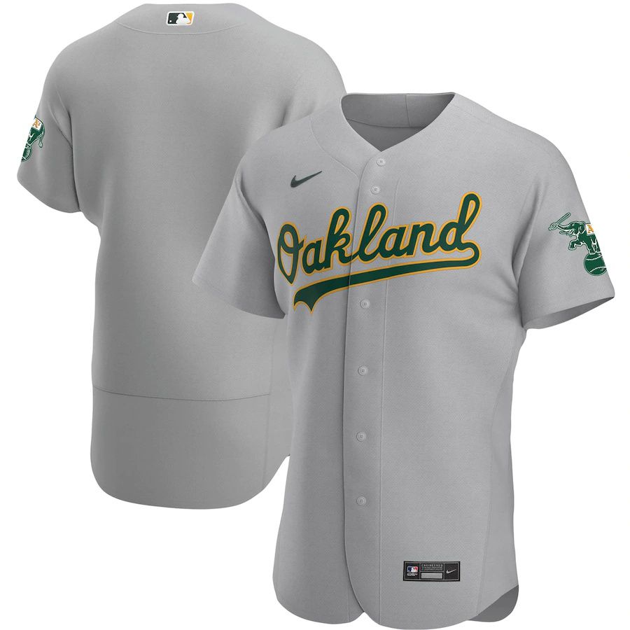 Mens Oakland Athletics Nike Gray Road Authentic Team MLB Jerseys